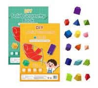 Set of 2 DIY 3D Geometry Learning Book Set, Drawing Figure with 12 Geometric Bodies, Creative Learning Like with Spirograph & Geoboard for Primary School