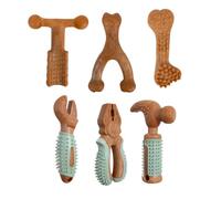 Set of 2 - Dog Chew Toy Bamboo Fibre Durable Interactive Dental Toy for Dogs Assorted Bone & Tool for Healthy Teeth Gums Fetch Play Training Enrichment Entertainment for Pets - Designs Sent At Random