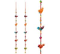 Set of 2 Door Hanging 5 Fabric Birds Tota String with Bell Festival Christmas Decoration for Home Window Wall Temple Bedroom Room Home Decor new year Gifting(Size :-34" / 2.8 Feet's Approx)