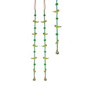 Set of 2 Door Hanging 5 Wooden Birds Tota Parrot String with Bell Hanging Festival traditional Decoration for home Wall Temple Bedroom room new year Home Decor (Size:-30" Approx)