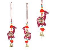 Set of 2 Door Hanging Camel String Single Fabric with Bell Hangings Christmas Festival for home Wall Bedroom Home Decor New year Party Decoration Xmas Gifting Ideas (Size-10"/25 CM Approx)(Red)