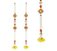 Set of 2 Door Hanging with Artificial Marigold & Mogra Flower, Square Parrot Birds String Hanging for Home Wall Temple, Indian Traditional Festival Decoration (Size: 40"X4")