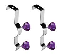 Set Of 2 Double Over Door Towel Clothes Hanger Rack Hook Chrome Purple Diamante
