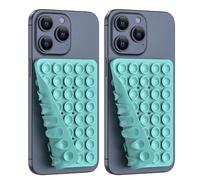 Set of 2 Double-sided Silicone Suction Cup Phone Cases, Detachable Hands-free and Sturdy Stand for Selfies and Videos, Compatible with iPhone Android (Sky Blue, 2-Pack with 40 Suction Cups)