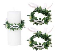 Set of 2 Drip Protection Communion Candles - Elegant Drip Catcher & Candle Wreath Decoration for Christening Candle, Communion Candles & Confirmation, White Wax Protection for First Communion