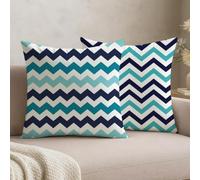 Set of 2 Duck Egg Blue Cushion Covers 60 x 60, Velvet Decorative Throw Pillow Covers for Sofa Couch, Home Decoration Cushions with Double Sided Print & Invisible Zipper, Mum Gifts,Stripe,-#b1848s