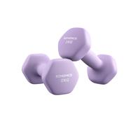 SONGMICS Set of 2 Dumbbells, 2 x 2 kg Hand Weights with Neoprene Coating, Hexagonal Dumbbells Pair, Home Workout, Fitness Training Exercise, Ash Purple SYL904PZ02