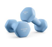 SONGMICS Set of 2 Dumbbells, 2 x 3 kg Hand Weights with Neoprene Coating, Hexagonal Dumbbells Pair, Home Workout, Fitness Training Exercise, Pale Blue SYL906QZ01
