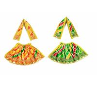 Set of 2 Durga Devi MATA Dress poshak vastra Cloth lehanga Chunari for God Idol Statue for Home Temple Pooja Item Indian Traditional Festival Navratri Special Dress(Size:-4")(Green and Orange)