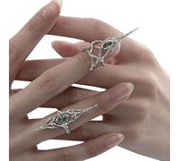Set Of 2 Edgy Split Texture Bone Top Nails Rings Rhinestones Irregular Hollow Open Joint Rings Jewelry For Trendsetters Gothic Nail