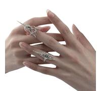 Set Of 2 Edgy Split Texture Bone Top Nails Rings Rhinestones Irregular Hollow Open Joint Rings Jewelry For Trendsetters Alloy Fashion Accessory