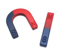 Set of 2 Educational Magnets - Horseshoe and Linear - N/S Red Blue - Science Experiments, School, Students and Teachers - Ideal for Educational Projects