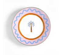 Set of 2 Electric Coast Palm Tree Dinner Plates Multi-Coloured