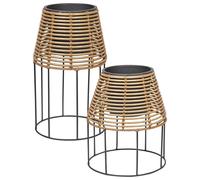 Beliani Set of 2 Elevated Plant Pots BORAGO PE Rattan 20/21 cm Natural, Brown