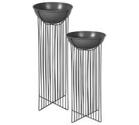 Set of 2 Elevated Plant Pots FICARIA Metal Black