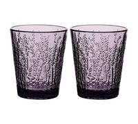Set of 2 Embossed Purple Lavender 260ml Tumbler Drinking Glasses Alfresco Dining Glassware