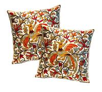 Set of 2 Embroidery Yellow Bird Cushion Covers 45 x 45 cm Pillow Case Pillowcases Decorative Square Throw Pillow Case Protectors Bedroom Living Room 18x18 Inches #8