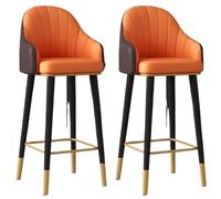 Set of 2 Ergonomic Bar Stools, Black Leather Swivel Counter Stools with Chrome Legs, Modern Bar Chairs for Kitchen Island, Breakfast Or Coffee Shop(A,75cm)