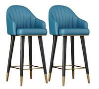 Set of 2 Ergonomic Bar Stools, Black Leather Swivel Counter Stools with Chrome Legs, Modern Bar Chairs for Kitchen Island, Breakfast Or Coffee Shop(D,75cm)