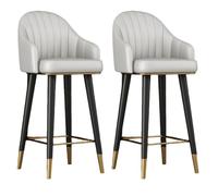 Set of 2 Ergonomic Bar Stools, Black Leather Swivel Counter Stools with Chrome Legs, Modern Bar Chairs for Kitchen Island, Breakfast Or Coffee Shop(B,65cm)