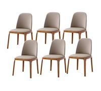 Set of 2 Ergonomic Log Leather Dining Chairs Solid Wood Legs Easy to CleanKitchen & Living Room Furniture (Walnut + Khaki)