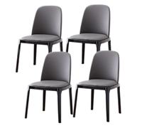 Set of 2 Ergonomic Log Leather Dining Chairs -Wooden Kitchen Chairs with Solid Legs Easy to Clean Ideal for Living Room & Kitchen (Black & Dark Grey)