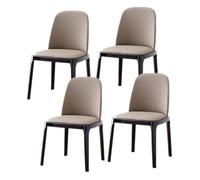 Set of 2 Ergonomic Log Leather Dining Chairs -Wooden Kitchen Chairs with Solid Wood Legs Easy to Clean Stylish for Living Room & Kitchen (Black & Khaki)