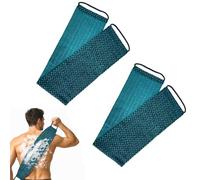 Set of 2 Exfoliating Shower Towel, Double Sided Japanese Exfoliating Towel with Handles, Sponge Shower Net for Back, Acne and Dead Skin
