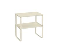 Set of 2 Expandable Kitchen Spice Rack Stackable, Cream White