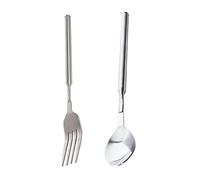 Set of 2 Expandable Stainless Steel Forks Spoon Telescoping Long Cutlery for Barbecue Camping and Everyday Meals Telescopic Fork Stainless Steel