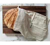 Set of 2 Extra Large Farmhouse Natural Linen 12"x15" Artisan Boule Bread Bags, Reusable Drawstring Bag for Homemade Bread Storage, Perfect for Bakers, House Warming, Now in Natural or Black Color!