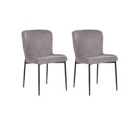 Beliani Set Of 2 Dining Chairs Ada Fabric Dark Grey
