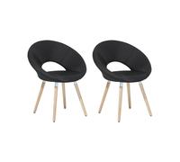 Set of 2 Fabric Dining Chairs Black ROSLYN