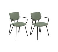 Beliani Set Of 2 Dining Chairs Elko Fabric Dark Green