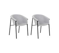 Beliani Set Of 2 Dining Chairs Ames Fabric Light Grey