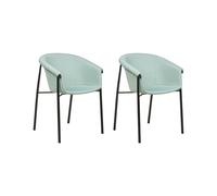 Beliani Set Of 2 Dining Chairs Ames Fabric Mint Green