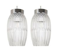 Set of 2 Facet - Chrome with Clear Faceted Glass Pendant Shades First Choice Lighting Clear One Size