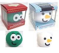Set of 2 Family Christmas Game Pass The Parcel Brussel Sprout & Snowman