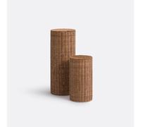 Set of 2 Farito Rattan Scalloped Edged Side Tables Natural