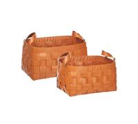 Set of 2 Faux Leather Baskets Golden Brown SIPPAR