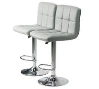 Gr8 Home Pair Of 2 Black Faux Leather Swivel Breakfast Bar Stool Chairs Chrome Gas Lift