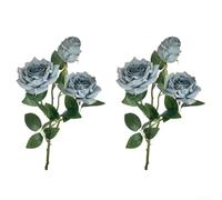 Set Of 2 Faux Rose Flowers With 3 Heads, Great For Various Occasions, Add A Rustic Touch To Your For Home And Events(blue)