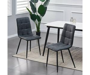 Set Of 2 Faux Suede Leather Dining Chairs Henri Black By Mcc Direct
