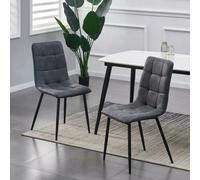 Set Of 2 Faux Suede Leather Dining Chairs Henri Dark Grey By Mcc Direct