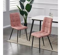 Set Of 2 Faux Suede Leather Dining Chairs Henri Pink By Mcc Direct