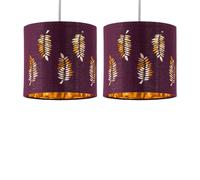 Set of 2 Fern - Burgundy Cut Out 15.5cm Table Lamp Shades First Choice Lighting Burgundy One Size