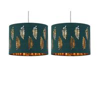 Set of 2 Fern - Dark Green Cut Out 25cm Pendant Lightshades