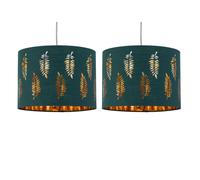 Set of 2 Fern - Dark Green Cut Out 25cm Pendant Lightshades First Choice Lighting Green One Size