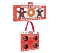 Set of 2 - Festive Dog Treats Chicken & Duck Wrapped Biscuits & Gingerbread - Bags of Crunchy Pet Snacks in Seasonal Gift Packaging - Meaty Reward Training Treats & Stocking Fillers for Dogs