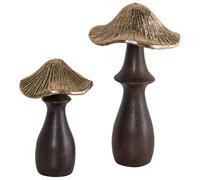 Set of 2 Figurines Mushroom DUBLJANI Black/ Gold